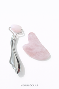 NOUR ÉCLAT Rose Quartz Facial Roller & Gua Sha Set